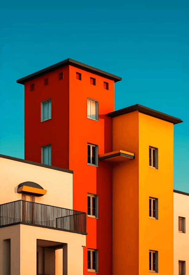 Arquitectura residencial colorida, imagen de referencia